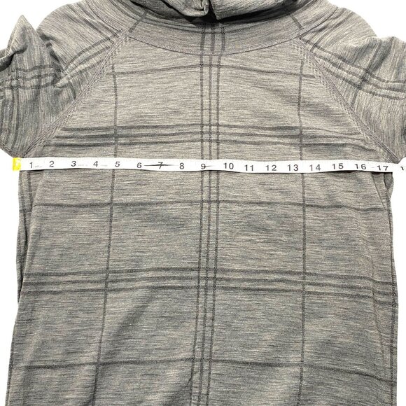 Athleta Remarkawool Cowl Neck Top base layer XL Gray Plaid outdoor active - Picture 7 of 9